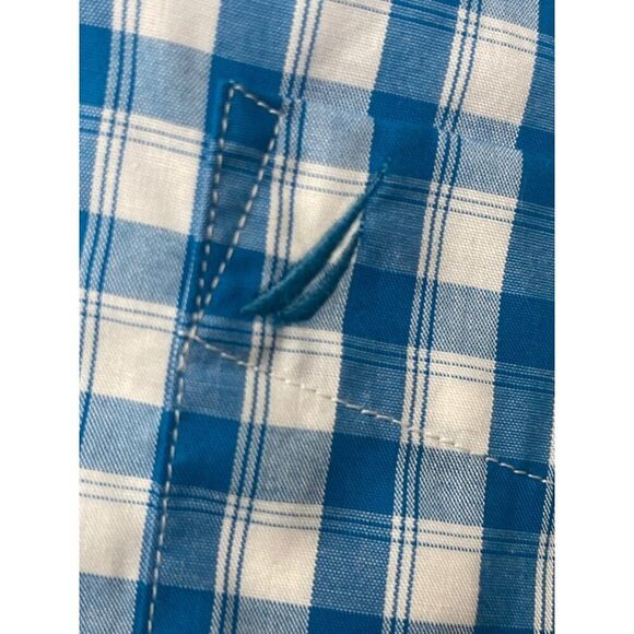 Nautica Men Blue/White Short Sleeve Checkered Button-Down Shirt Size M - Picture 3 of 10